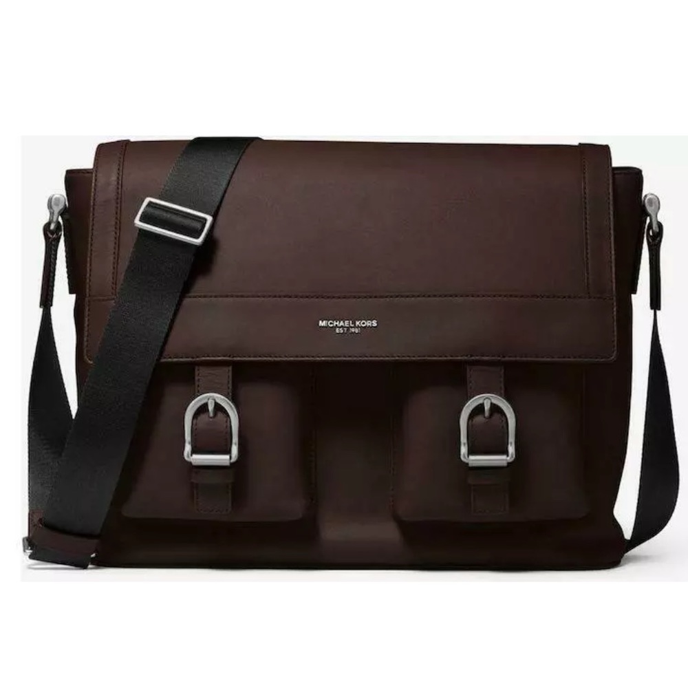Michaelβ Kors Men's Collection Kennedy Brown leather Messenger briefcase bag